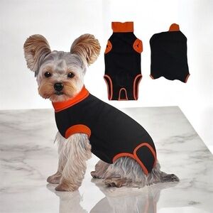Dog Surgical Recovery Suit - Black with Orange Accents, Size M (NWOT)
